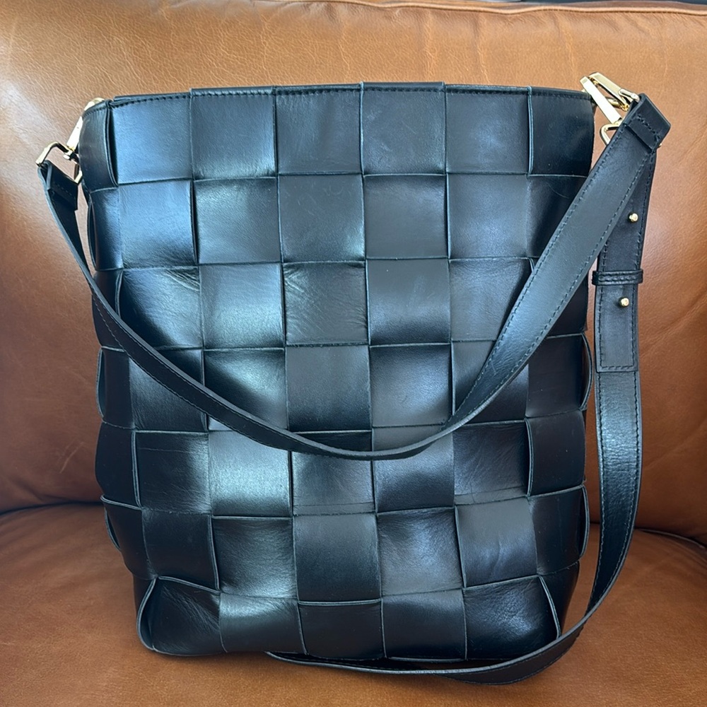 Woven leather bag